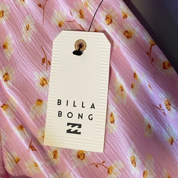 😍2/$20 NWT Billabong Sz XS Floral Pink Wrap Dress - Picture 12 of 13